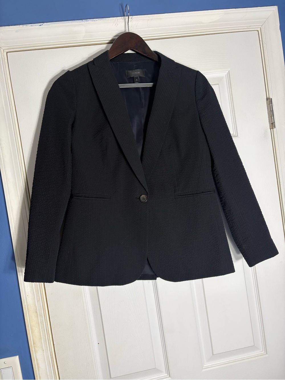 J. Crew Black Textured Single-Button Blazer